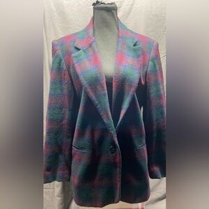 Vintage White Stag wool blend plaid blazer jacket sz 8 boyfriend fit